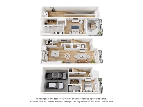 Floor plan for 2 beds, 2.5 baths, 1942 sqft